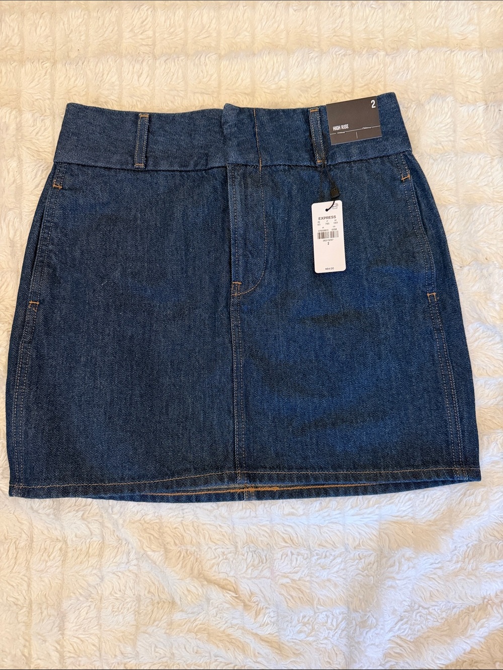 Express Dark Blue High-Rise Denim Mini Skirt